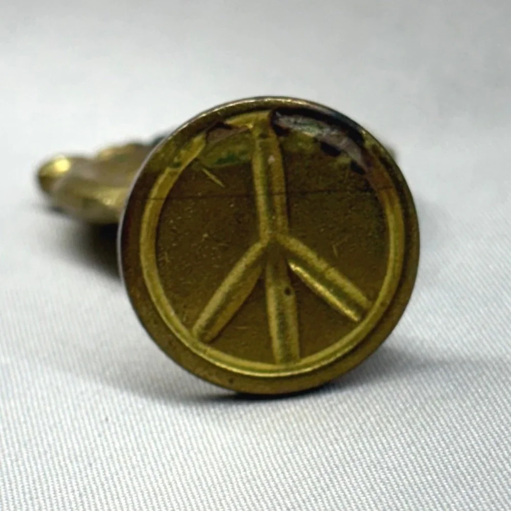 Unbranded Wax Seal Stamp Unisex Small Gold Fair Peace Sign Vintage Brass